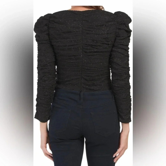 Astr Caldwell Puff Shoulder Sweetheart Top Size M Color Black - Picture 2 of 2